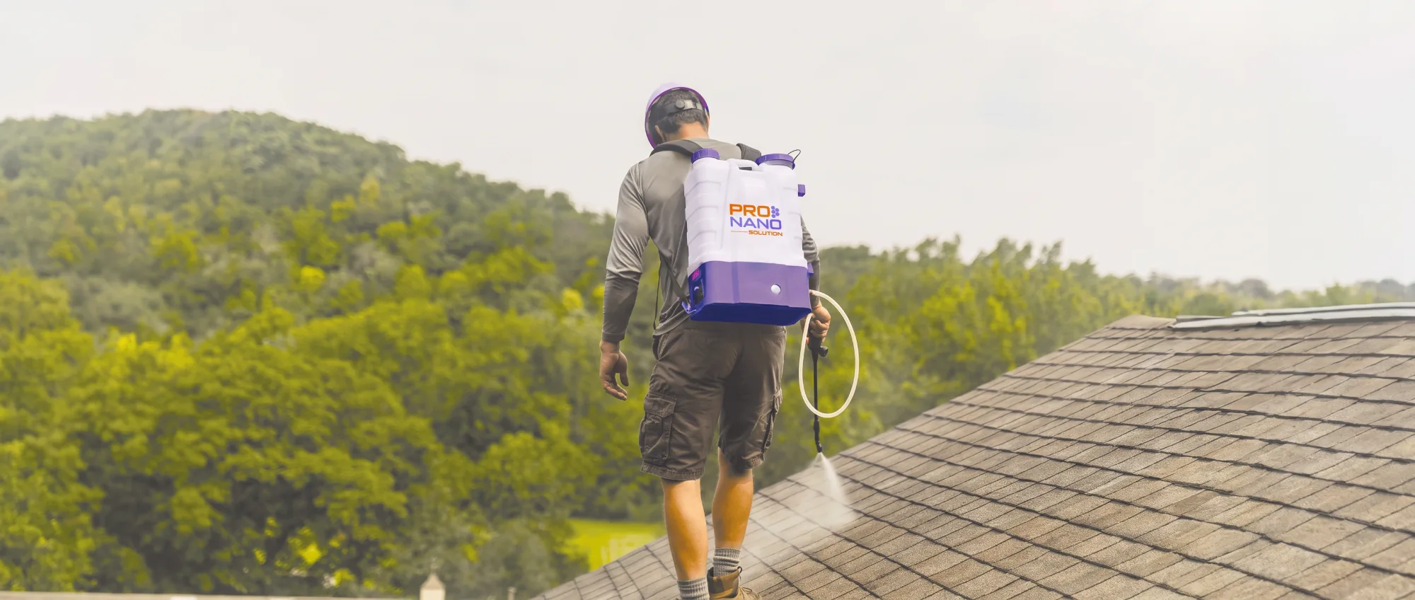 GoNano treatment being applied to a shingle roof